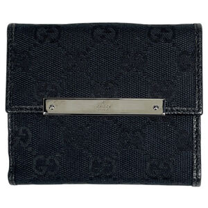 Gucci GUCCI Bi-fold wallet GG pattern canvas Black 112716 Women's